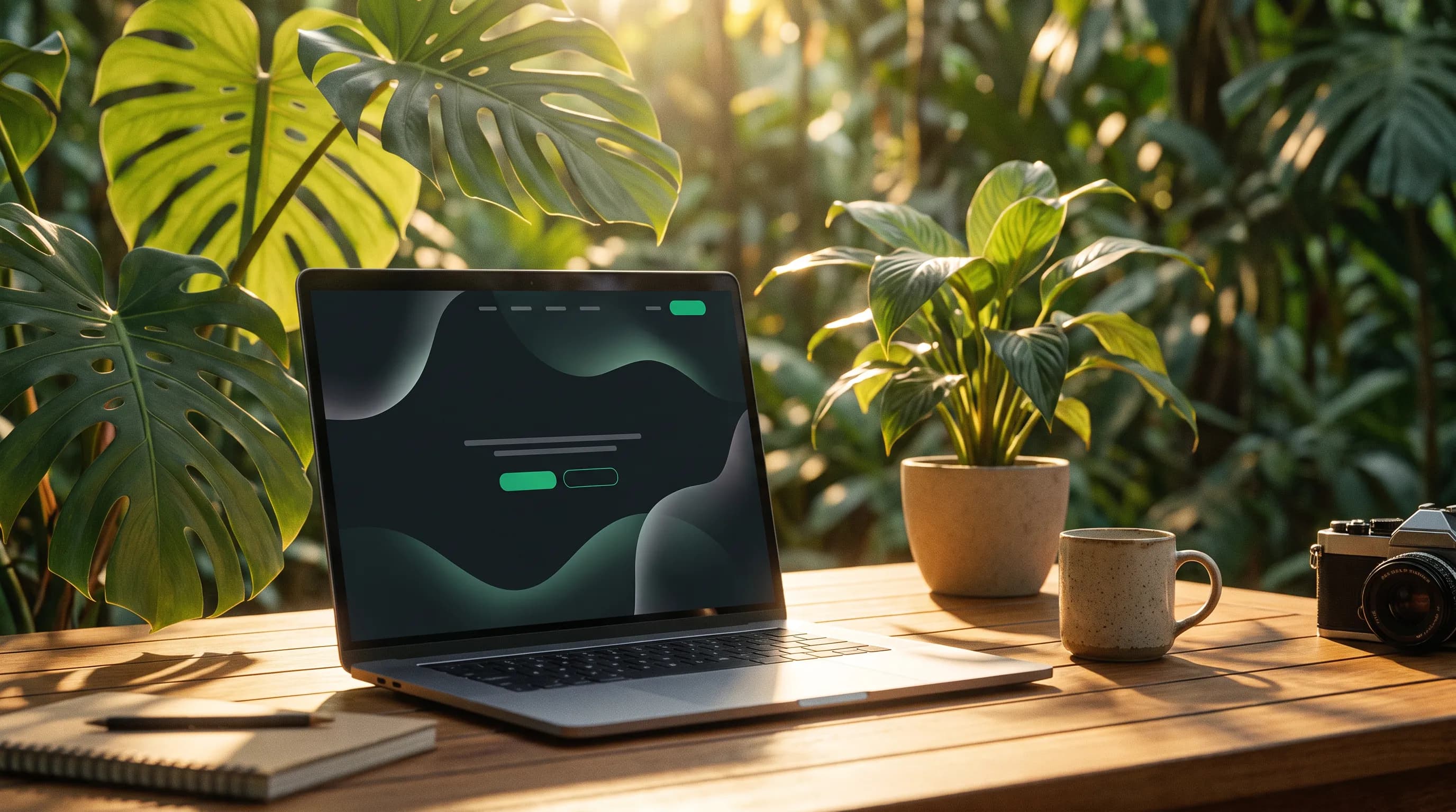 Laptop on a desk displaying a newly built business website